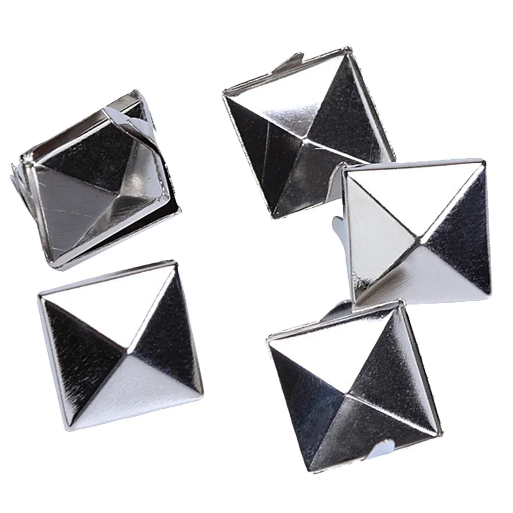 100 Pcs Pyramid Studs Spots Spikes Rivets for Punk Leathercraft DIY Biker Projects, 12 mm
