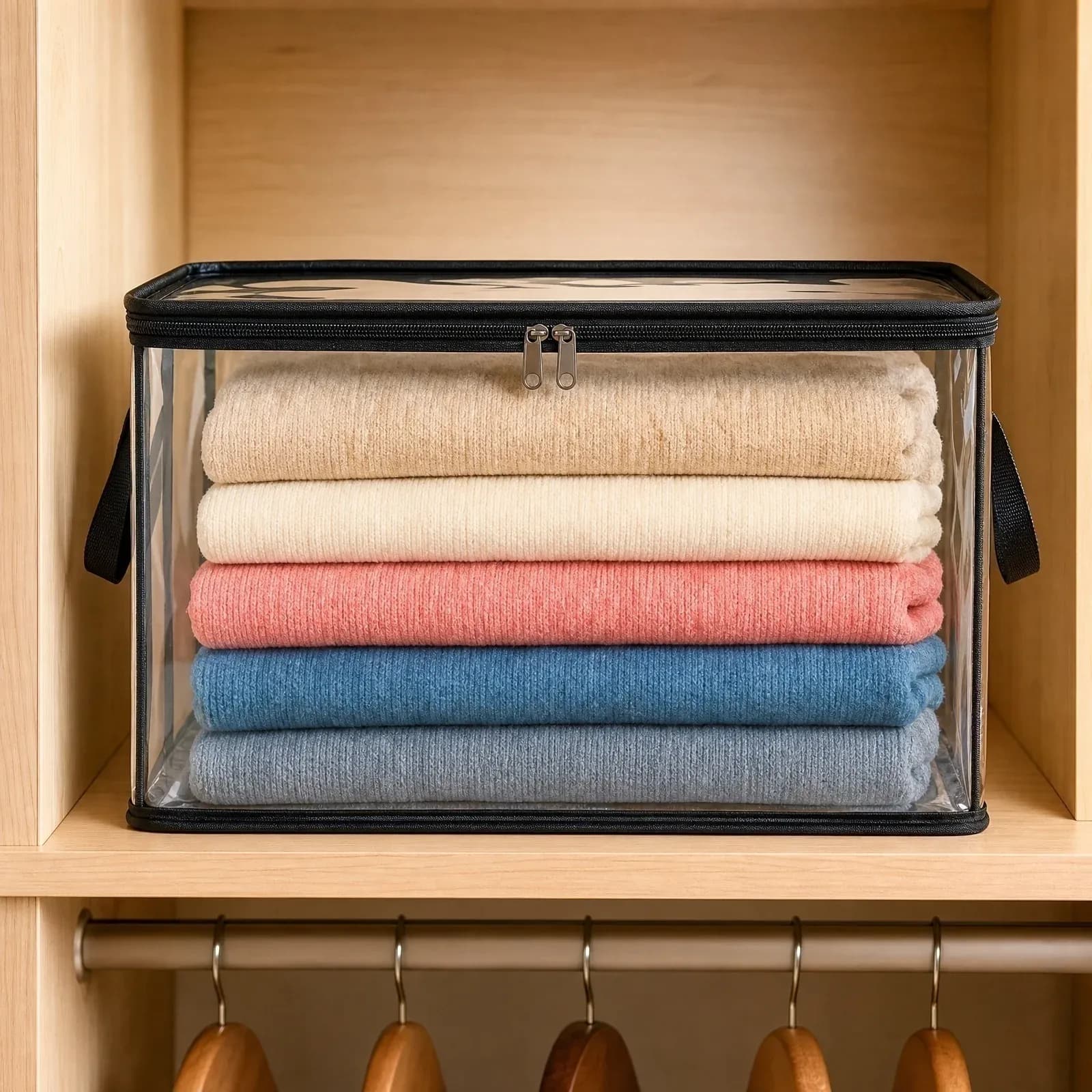 6 Pcs Extra Large Clear Storage Bags With Zipper Handles, Thick Foldable Plastic Bins for Clothes Blankets Toys Moving
