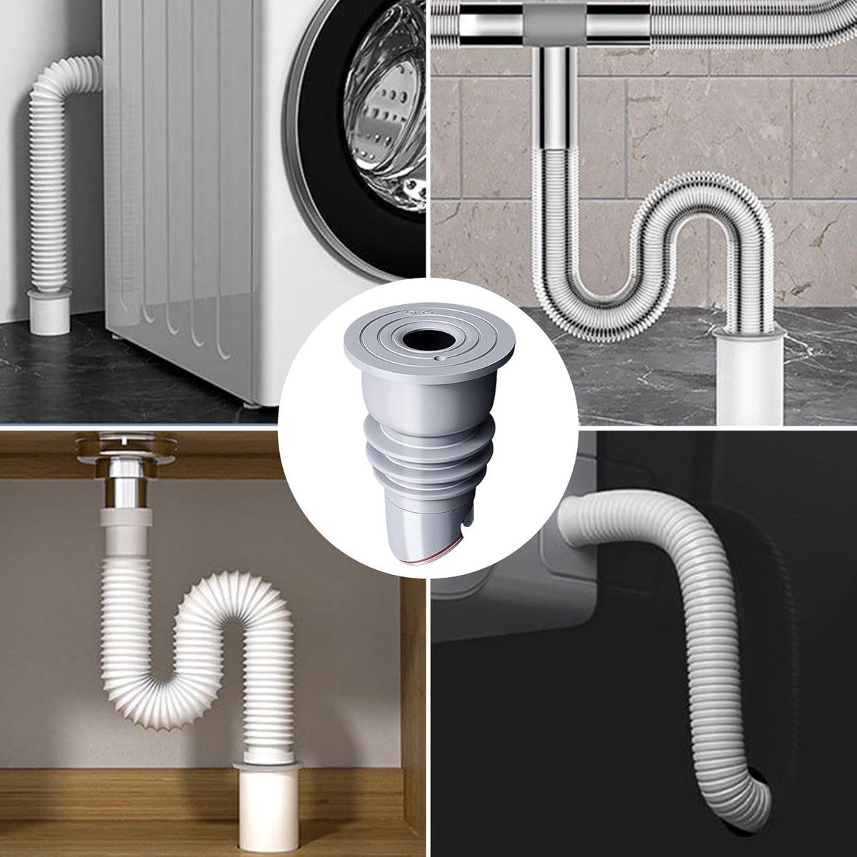 2 Piece Universal Washing Machine Drain Stopper Set, Anti Odor, 35 to 40 mm