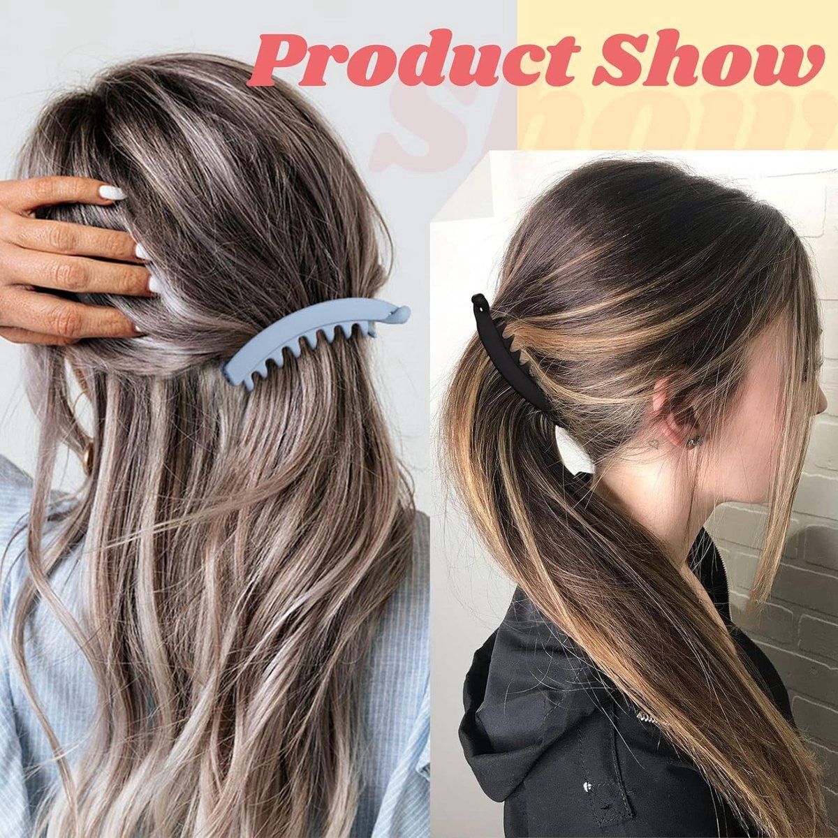 6 Piece Large Banana Hair Clip Set for Thick Hair and Party Styling