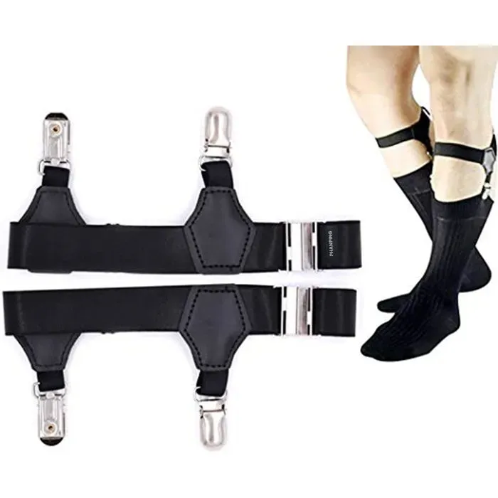 2 Pack Adjustable Sock Clips for Men, Metal Non Slip