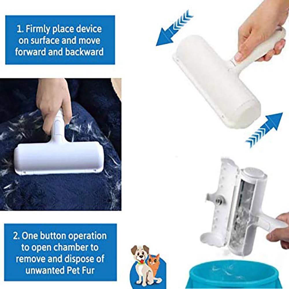 Pet Hair Roller Remover Ergonomic Design 19.5cm Blue