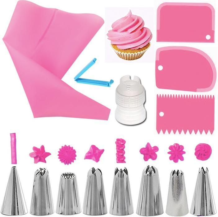 Blue Tulle Set with Liquor Bag, Liquor Tweezers, and Dough Scraper, 14 Pieces