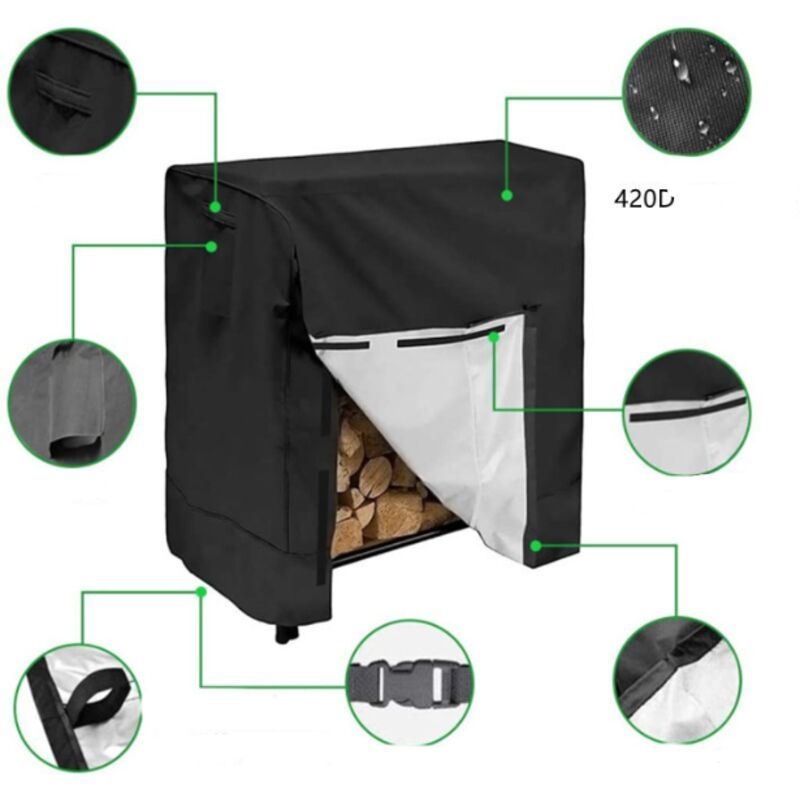 Firewood Rack with Waterproof 420D Oxford Cover Large Outdoor Log Holder, 222 x 64 x 2in