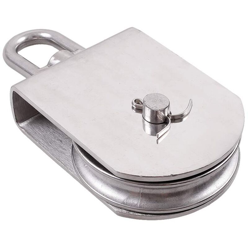 M100 Single Pulley Roller 304 Stainless Steel Heavy Duty Swivel Lifting Rope Block, 1000kg Load