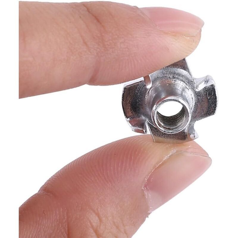 50 Pieces T Nuts 4 Prong Zinc Plated Steel for Woodworking Furniture, M5