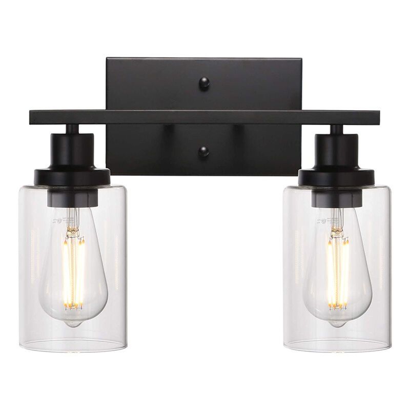 Black Vanity Light Glass Shade Wall Lamp Vintage Style Indoor Wall Sconces for Bathroom