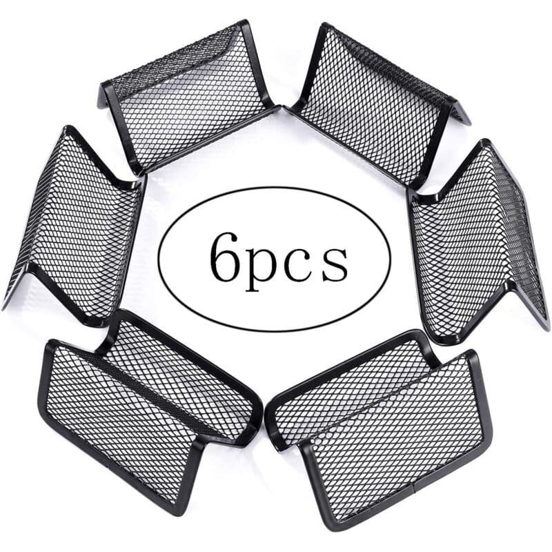 Metal Mesh Business Card Holder Slim Space-Saving Profile Black