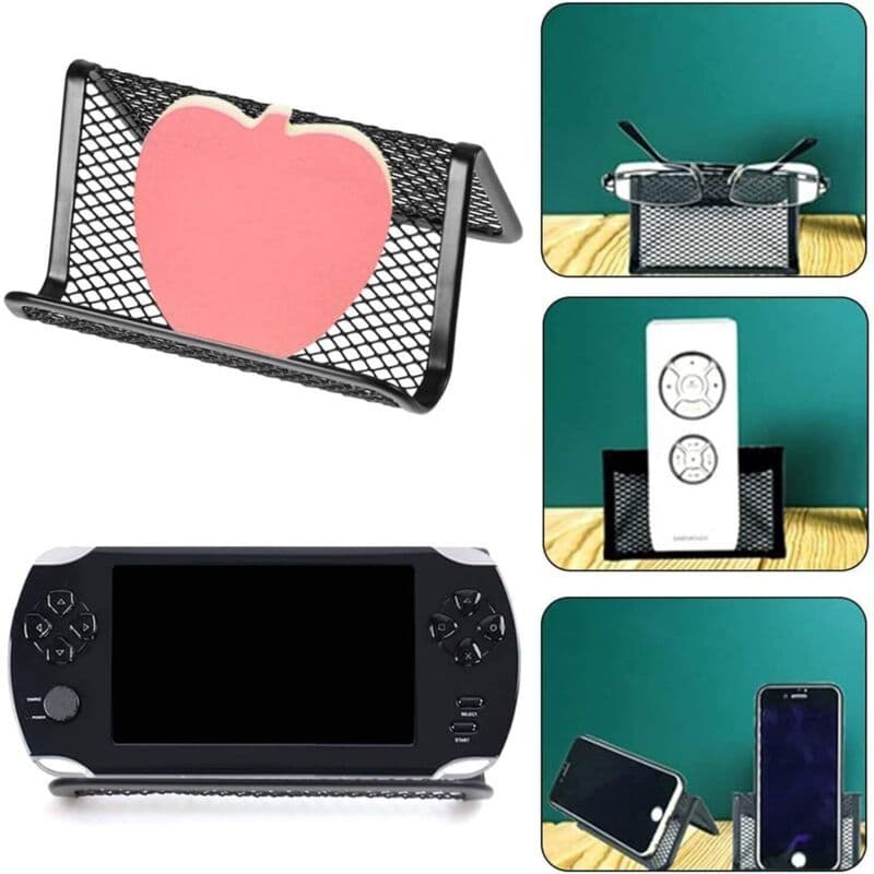 Metal Mesh Business Card Holder Slim Space-Saving Profile Black