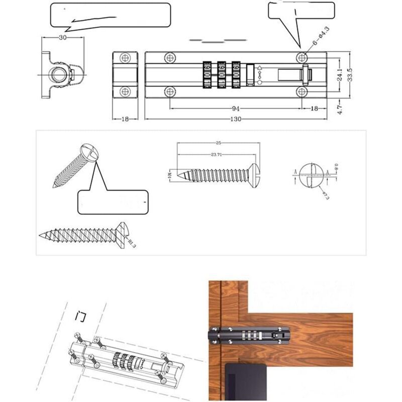 Gate Lock, Mechanical Combination Lock No More Keys Required Gates, Sheds, Any Storage Area and Any Door, White