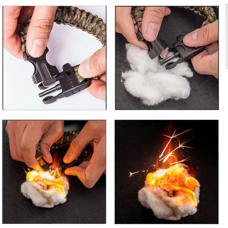 Outdoor Camping Survival Watch Multifunction Bracelet Tool Kit Compass Rope Whistle Paracord