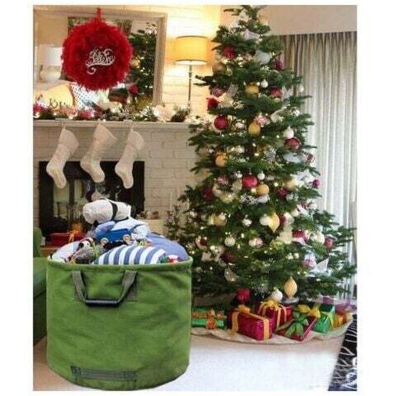 Extra-Strong Gardening Bag with Handles, Green Leaf Collection Bag with Military Canvas, H 45.7 cm, D 55.8 cm, 125 L