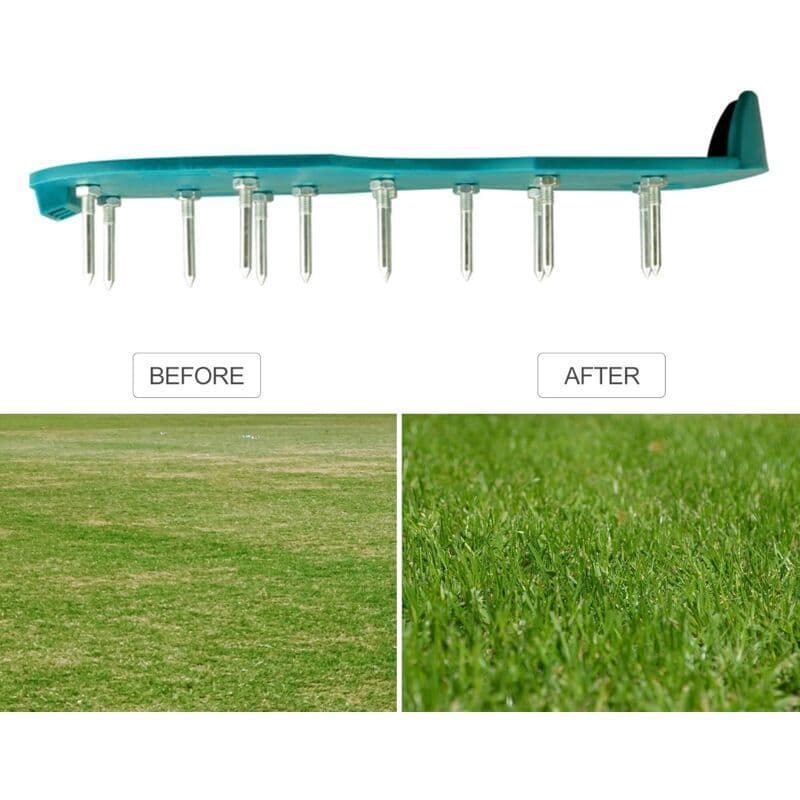 Manual Lawn Aerator Shoes Adjustable Spiked Sandals Green