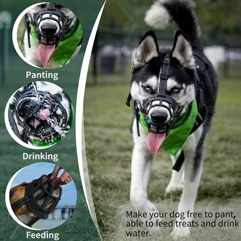 Dog Muzzle, Silicone Muzzle for Small, Medium and Large Dogs, Soft Cage Muzzle to Prevent Chewing and Allow Panting While Drinking