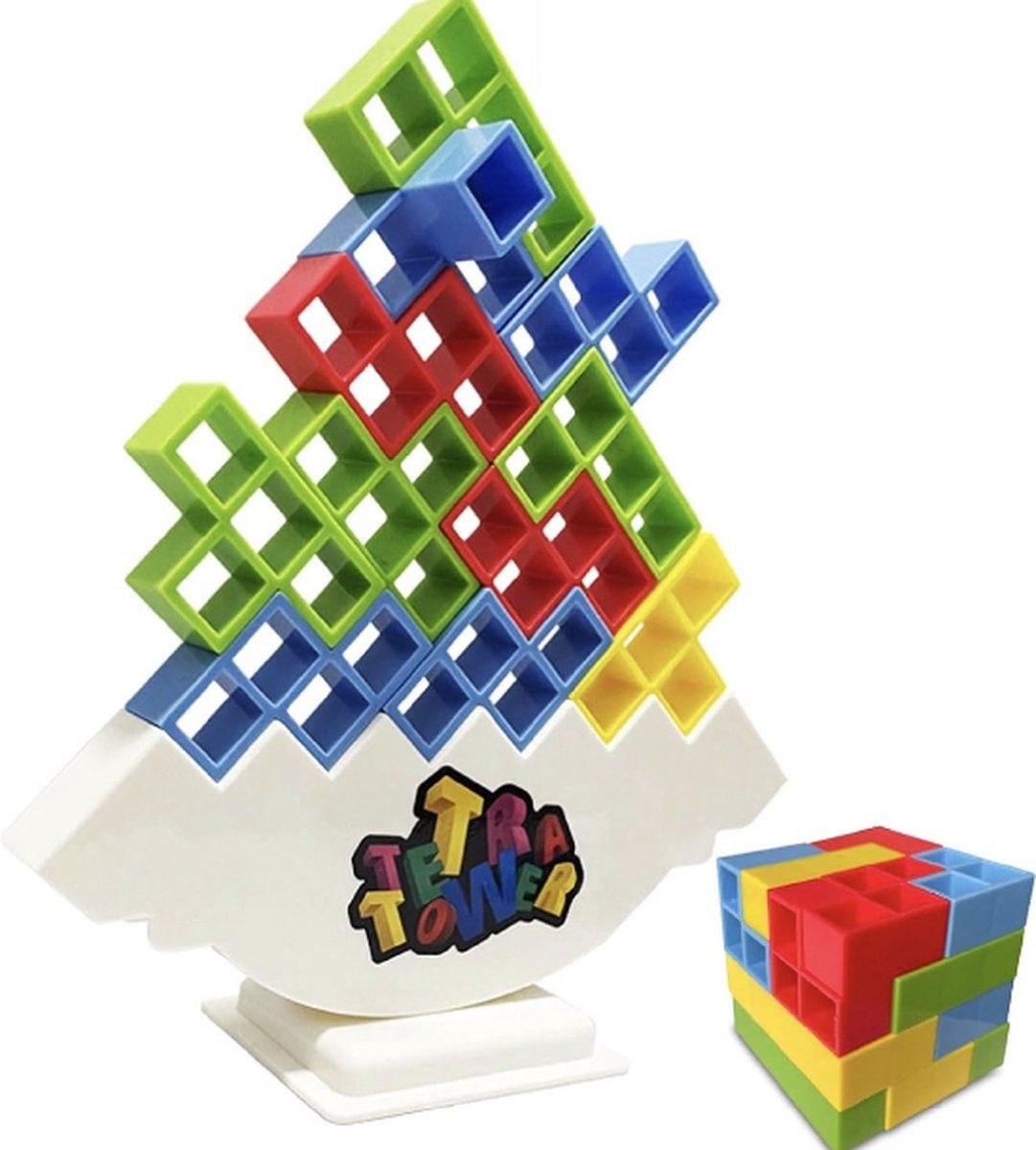 48 Piece Tetra Tower Balance Game 3D Building Puzzle Set Educational Stacking Toy For Kids And Adults Family Game Night Multicolor