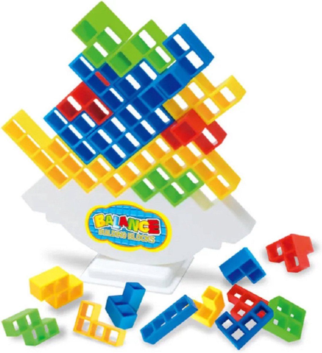 48 Piece Tetra Tower Balance Game 3D Building Puzzle Set Educational Stacking Toy For Kids And Adults Family Game Night Multicolor