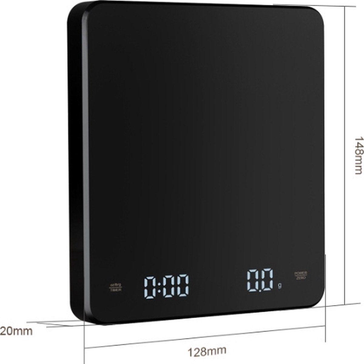 Digital Kitchen Scale With Timer, USB Type C Rechargeable Touch Control, High Precision Capacity For Coffee And Baking, Black, 0.1 g, 3 kg