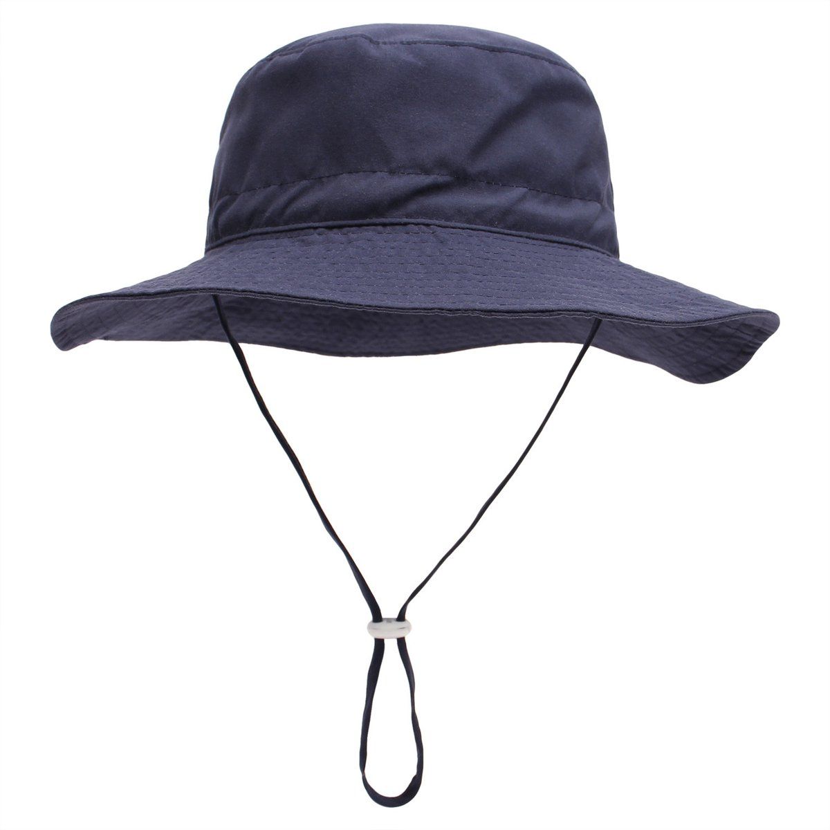 Baby Sun Hat With Wide Brim, Breathable Cotton Foldable Bucket Hat For Beach And Outdoor, Unisex, Dark Blue XS, 44 to 46 cm