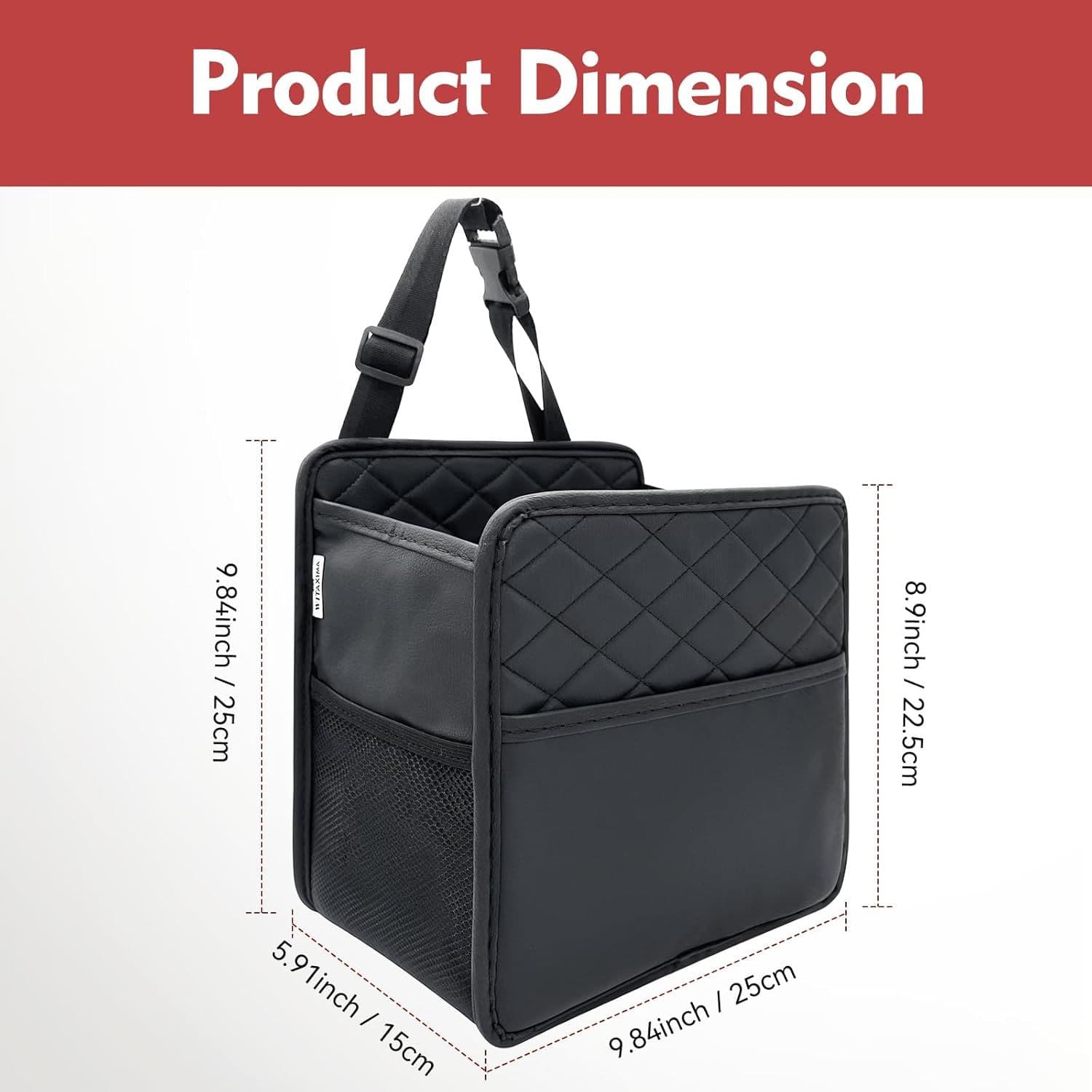 2 Piece Car Trash Can Organizer PU Leather, 8 L