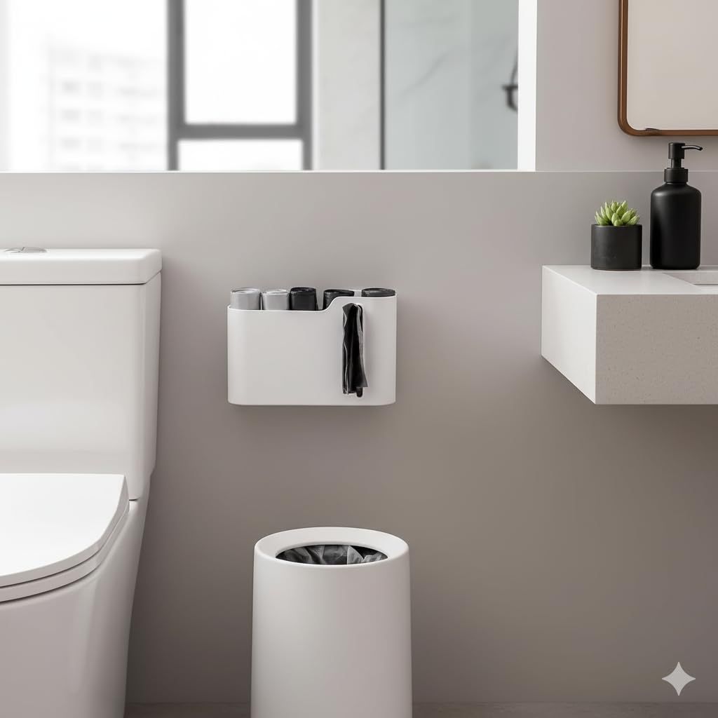 1 Piece Wall Mount Trash Bag Holder Self Adhesive White