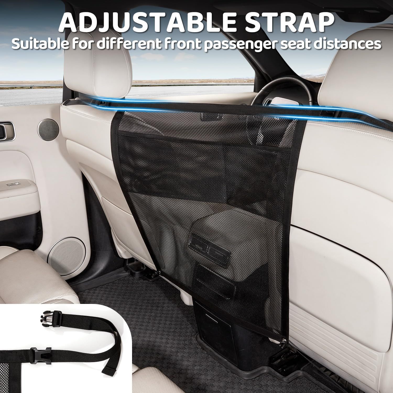 Universal Car Dog Guard Safety Net with Storage Compartment Black