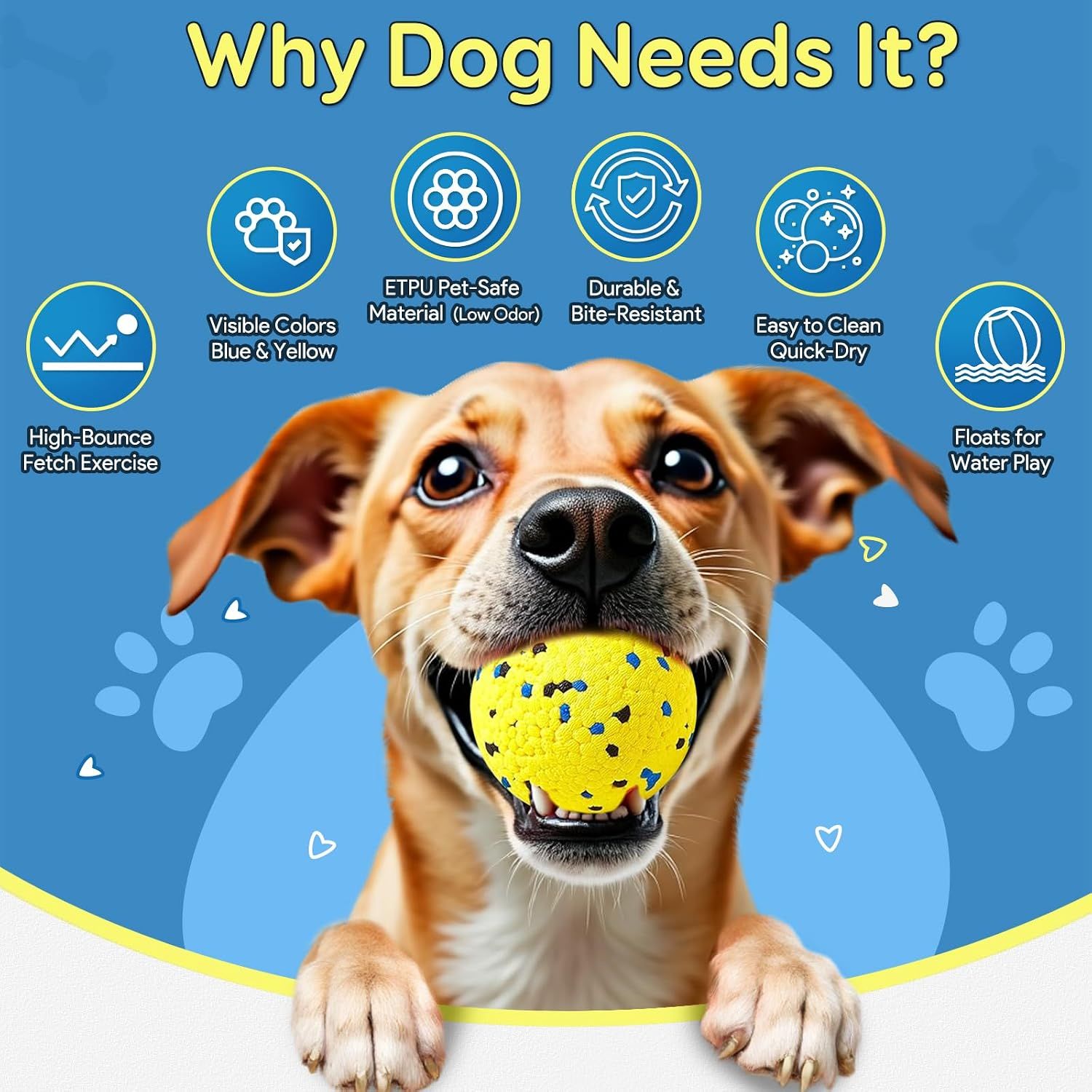 4 Piece Dog Chew Ball Set Blue and Yellow