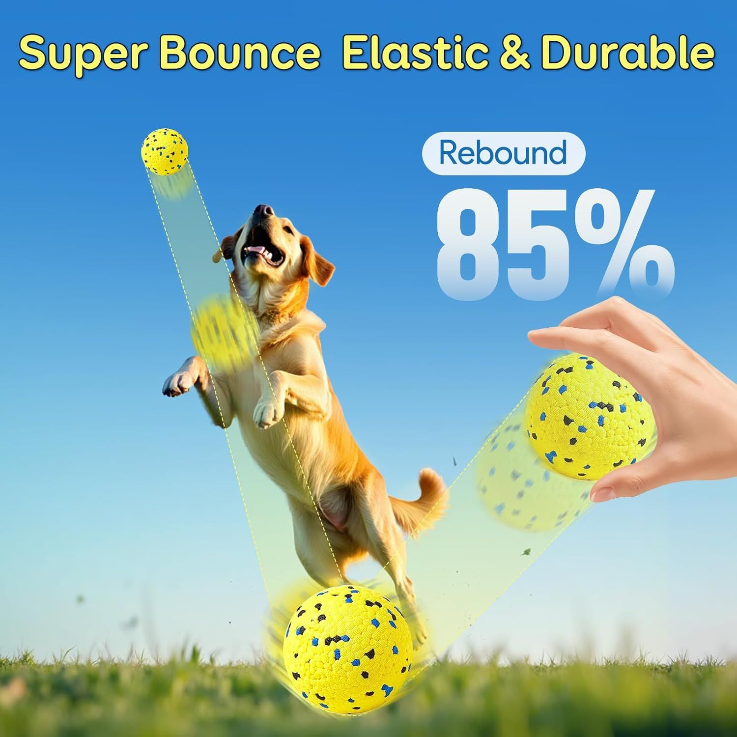 4 Piece Dog Chew Ball Set Blue and Yellow