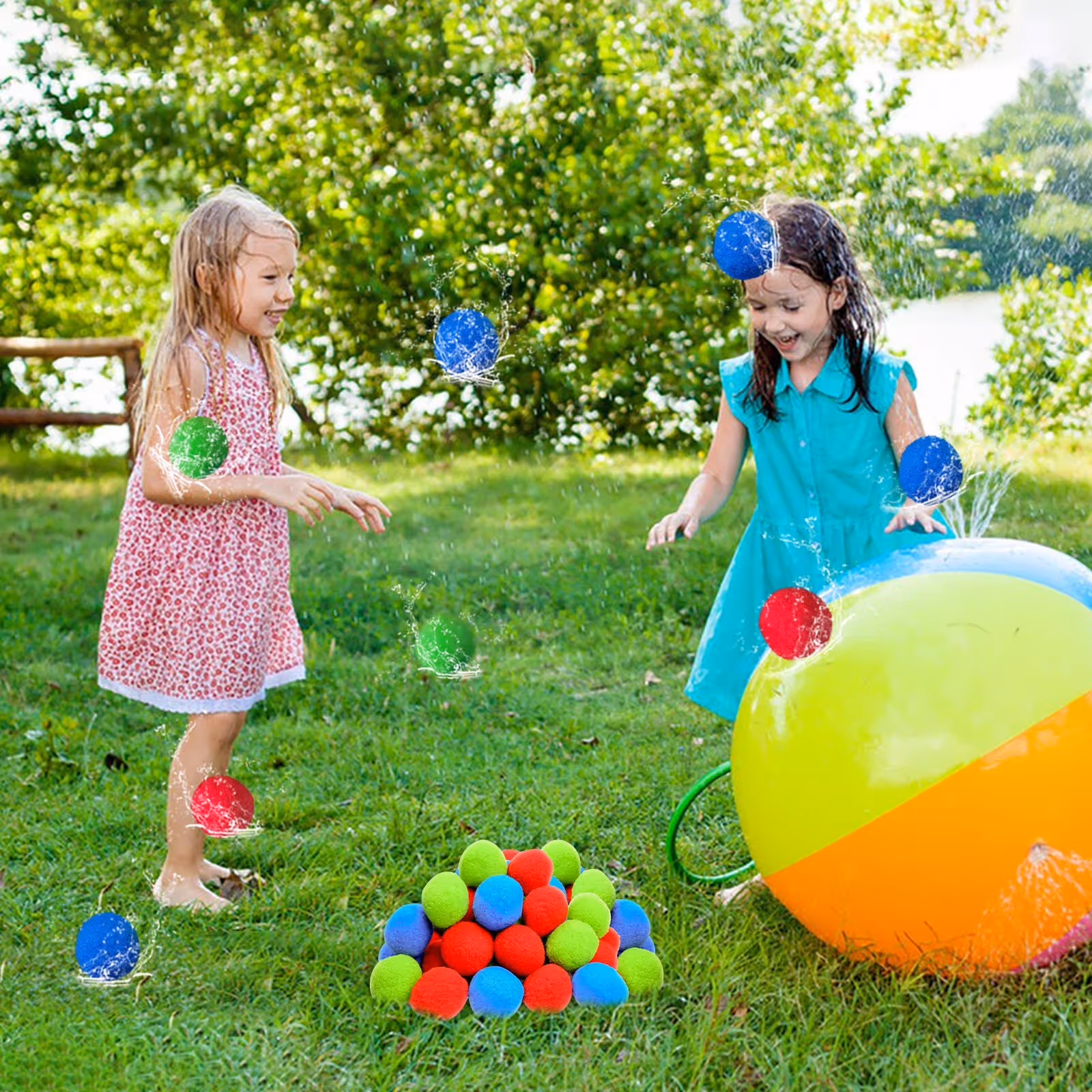 60 Pack Reusable Water Sponge Balls, 1.96 in