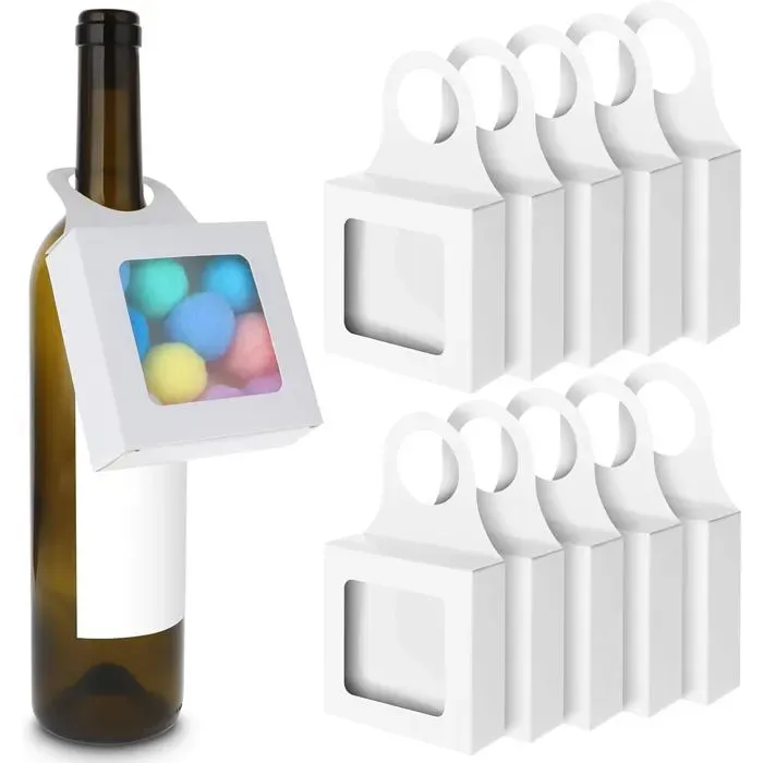 10 Pack Bottle Gift Boxes with Windows, 16 x 9 x 3 cm