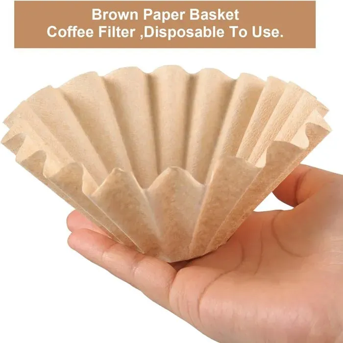 100 Pack Unbleached Basket Coffee Filters for 1 to 4 Cups