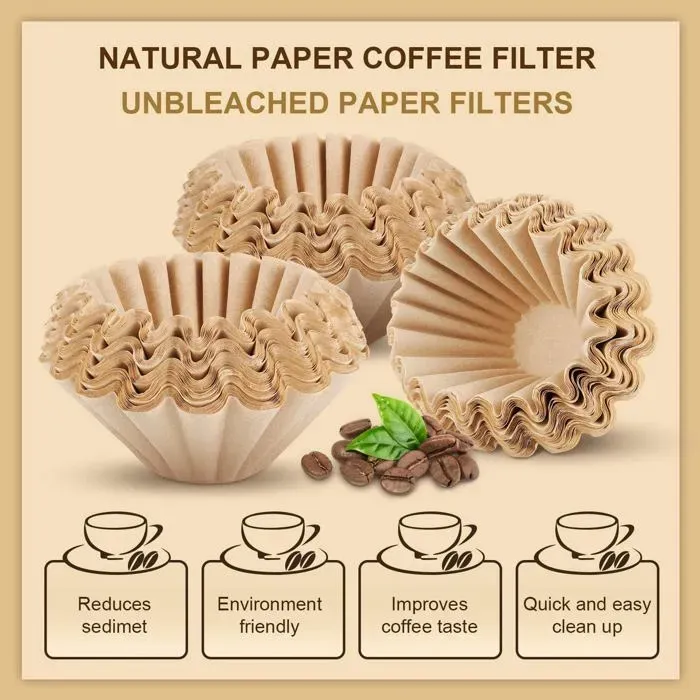 100 Pack Unbleached Basket Coffee Filters for 1 to 4 Cups