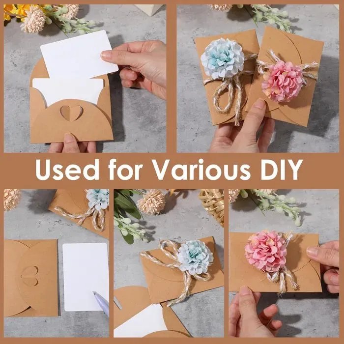 30 Pack Mini Envelopes with Cards, 10.2 x 7 cm