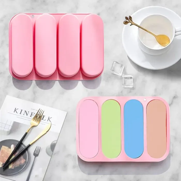 4 Cavity Silicone Hot Dog Bun Mold, 24 x 16.9 cm