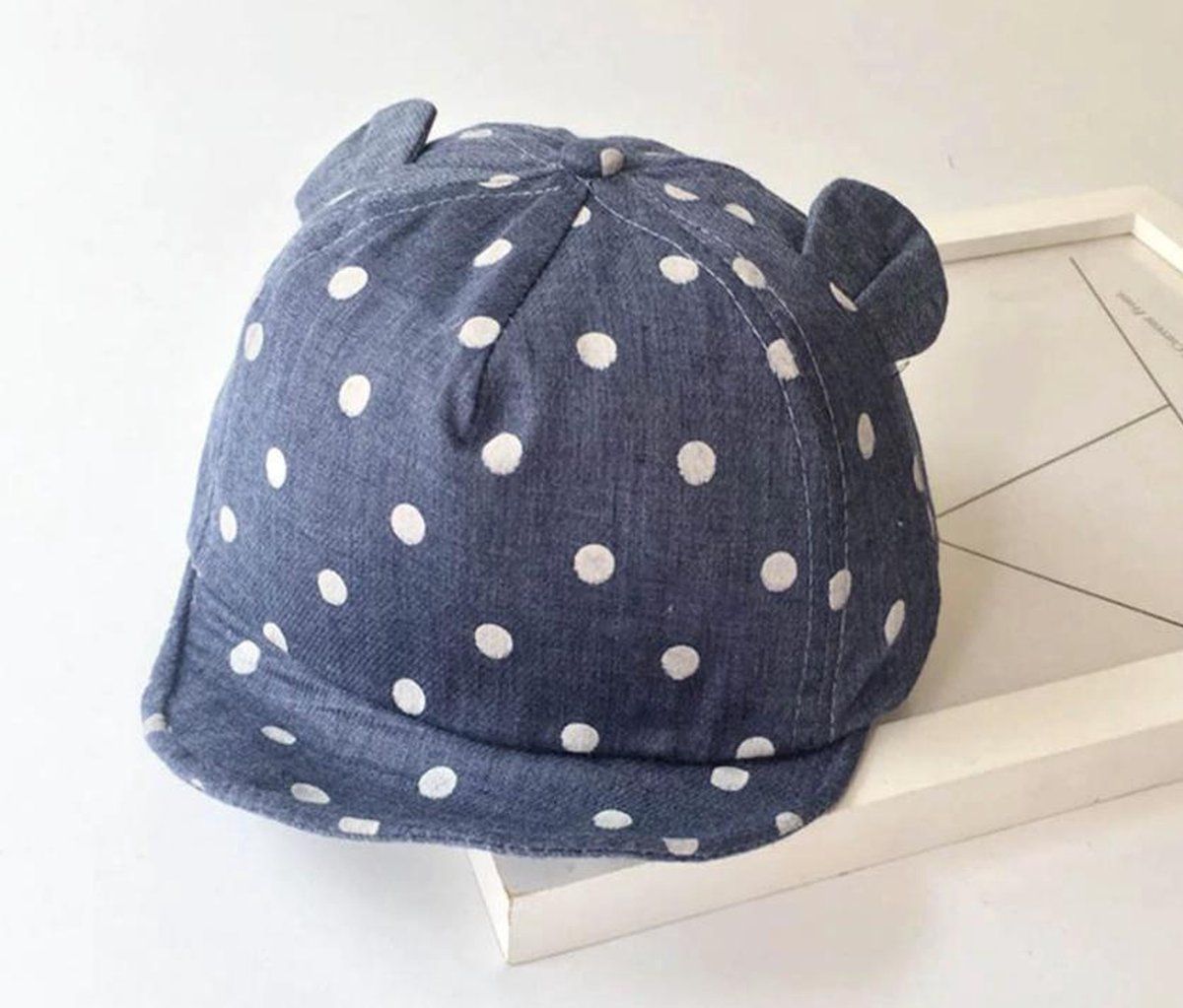 Baby Cap with Ears and White Dots Pink