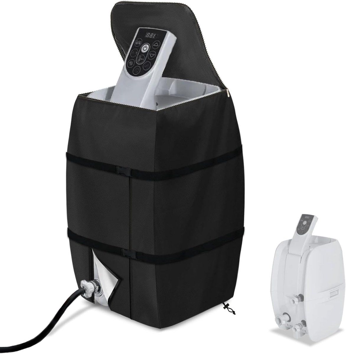 Hot Tub Pump Cover, Waterproof Insulated Protective Cover with Zipper for Outdoor Spa, 420D Oxford, Dustproof and Waterproof, Black, 43x38x54 cm