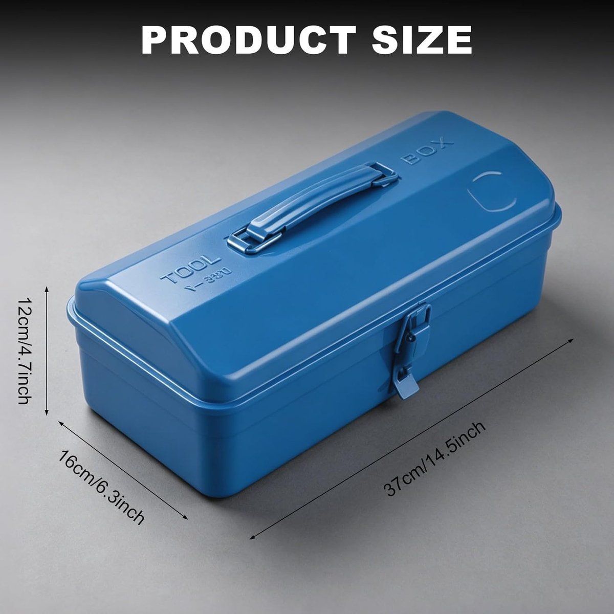 Portable Metal Tool Box with Lock for Home Workshop Tool Storage and Transport, 37 x 16 x 12 cm