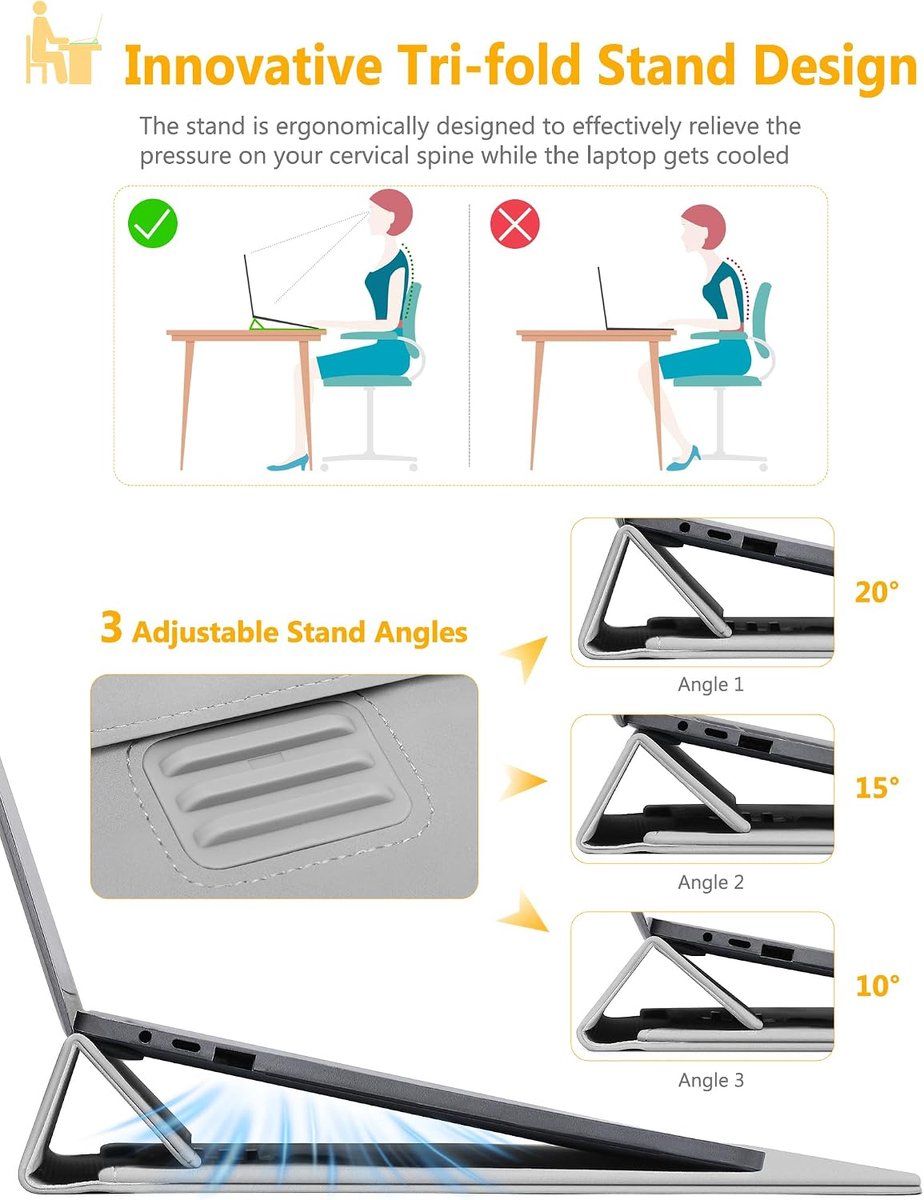 Laptop Sleeve Bag, Lightweight Protective Laptop Bag for Work School Travel, 15-16 Inch, Light Gray