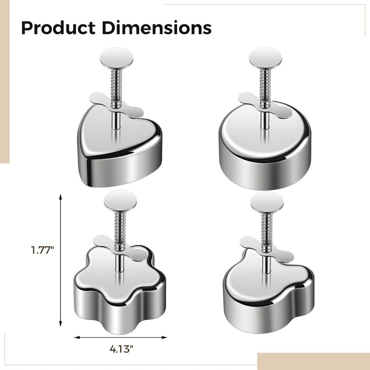 4Pcs Stainless Steel Rice Ball Molds Set, Sushi Maker Molds with Bear Flower Heart Ball Shapes for Kids Snacks