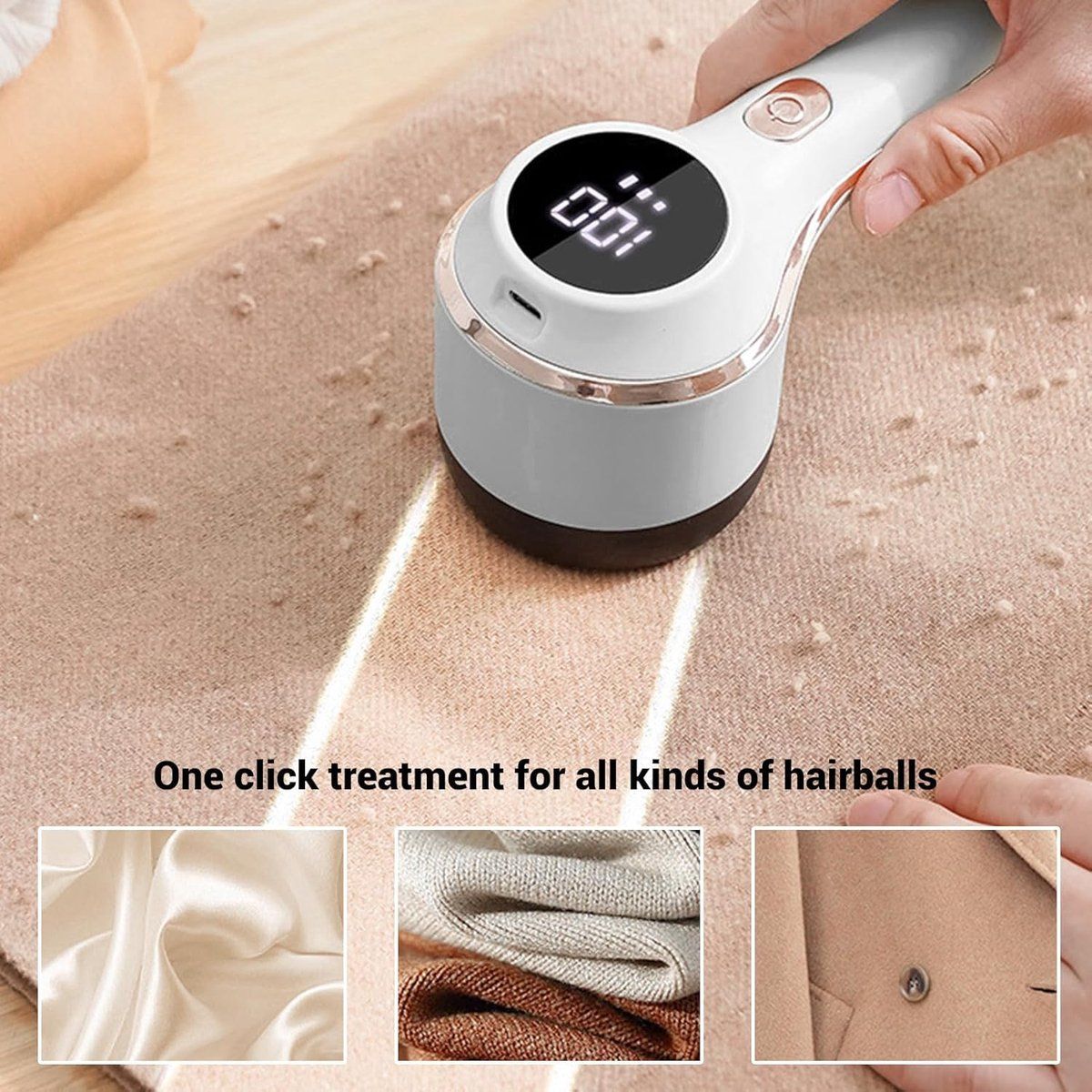 Electric Lint Remover, Rechargeable Fabric Shaver with Digital Display, 6 Blades, 3 Adjustable Speeds for Sweaters, Blankets, Furniture and Sofas, Purple