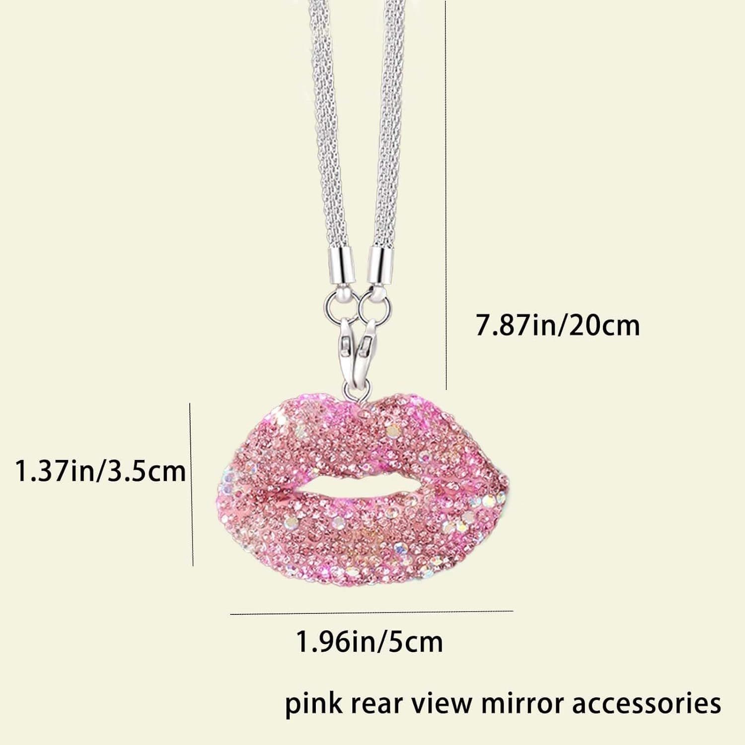 Car Interior Accessories Crystal Rear View Mirror Ornament Kiss Lip Design Pink