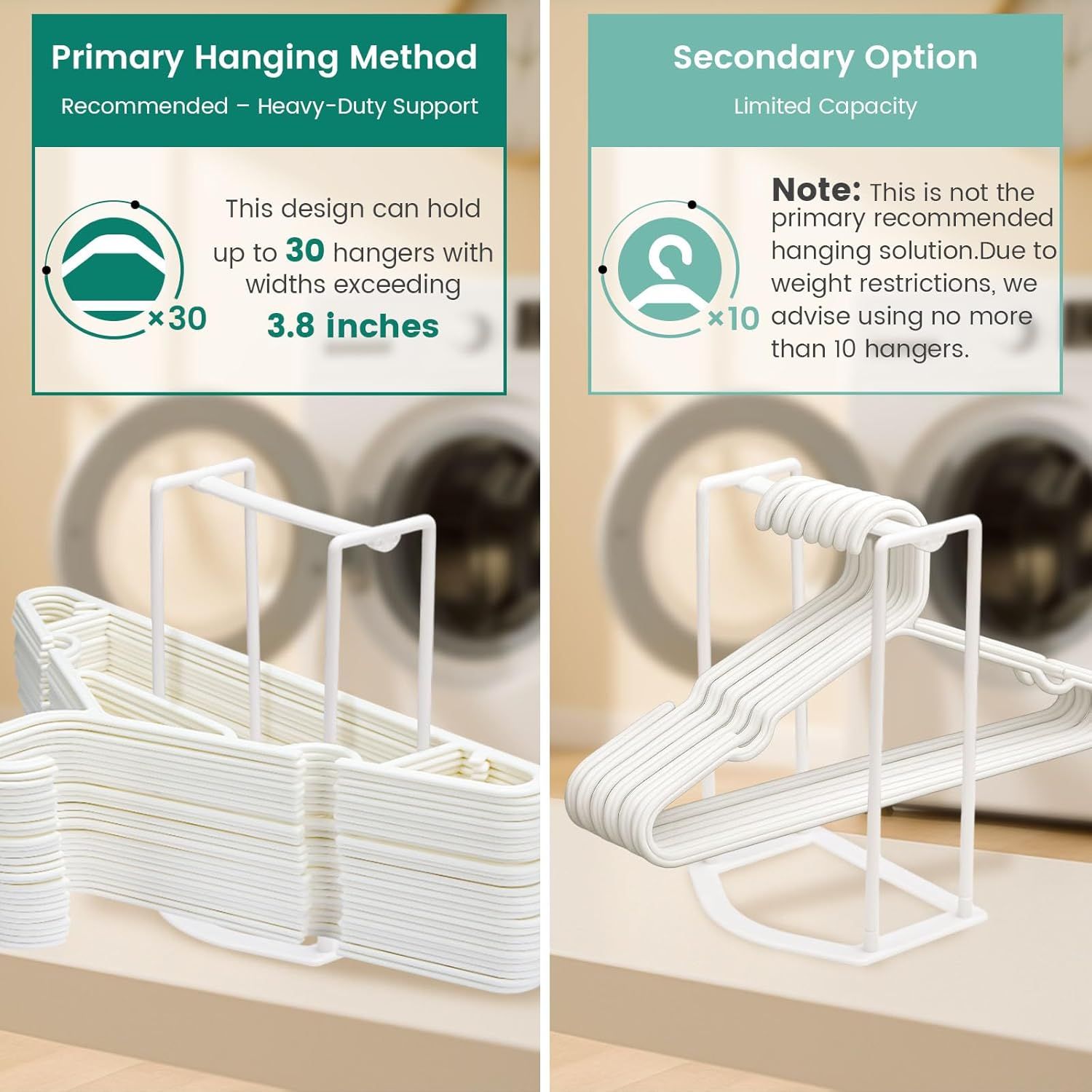 Hanger Stacker Organizer Stand, White Portable Hanger Holder Laundry Room Organization Hanger Rack Storage