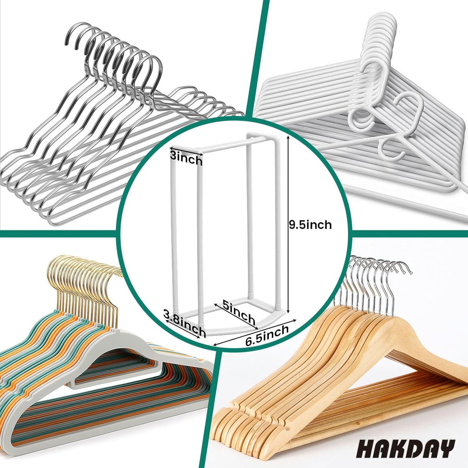 Hanger Stacker Organizer Stand, White Portable Hanger Holder Laundry Room Organization Hanger Rack Storage
