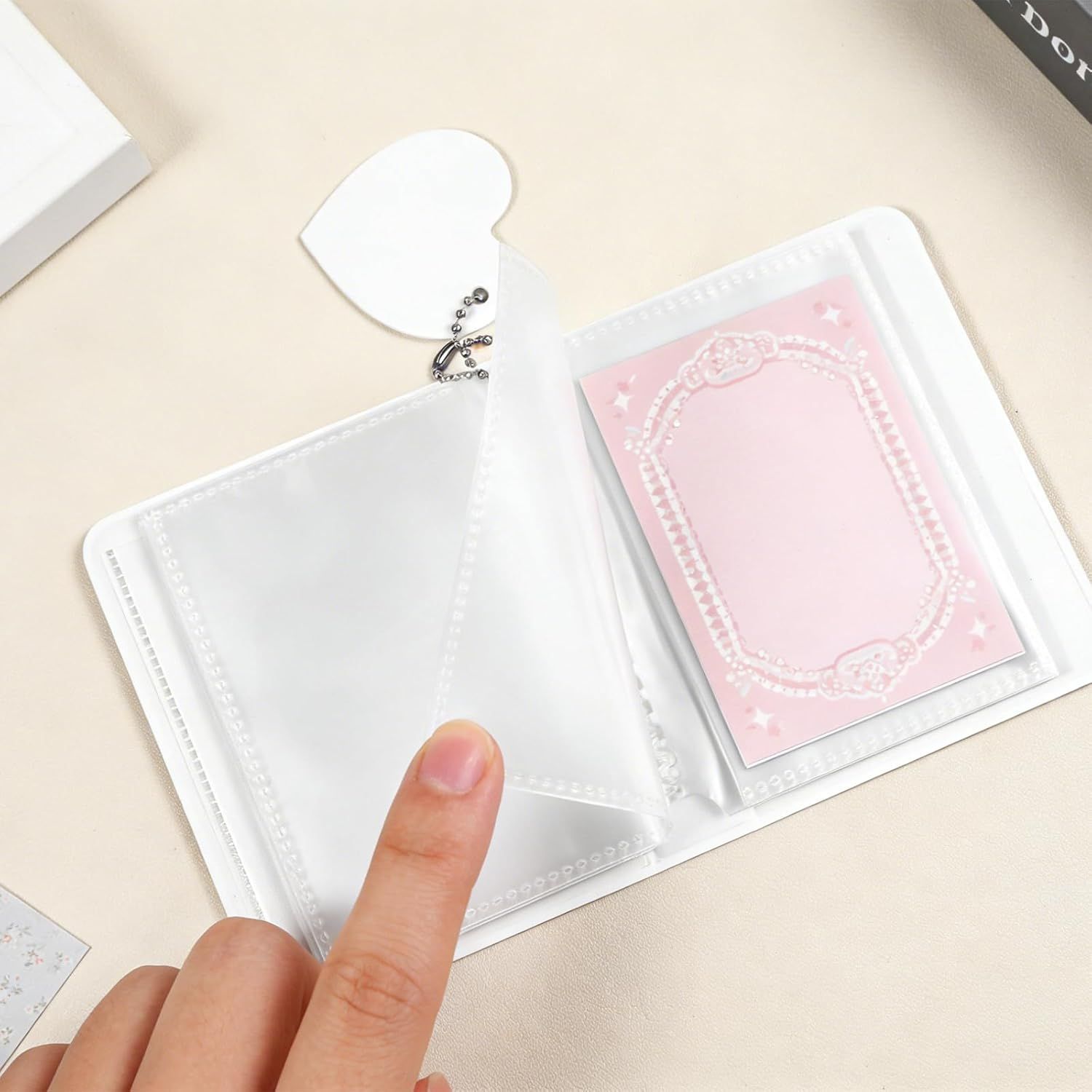 Mini Photo Album,3 Inch Photocard Book Heart Hollow Cover Photocard Binder 36 Pockets for Collect and Protect Photos (Black)