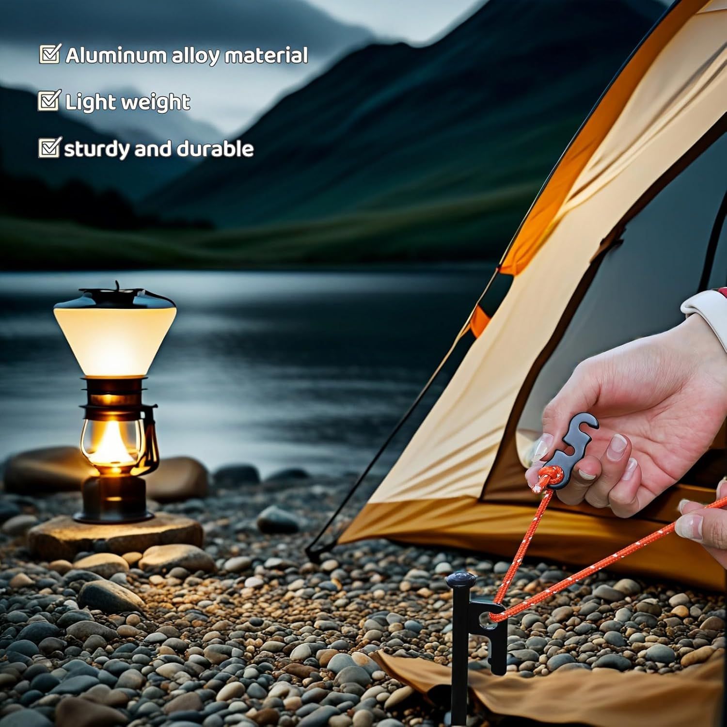 Three Eye Wind Rope Buckle,3-Hole Aluminum Guyline Tensioner, Lightweight Adjustable Cord Lock for Camping Tent Tarp, Parachute Cord Tightener,Set of 4 Colors