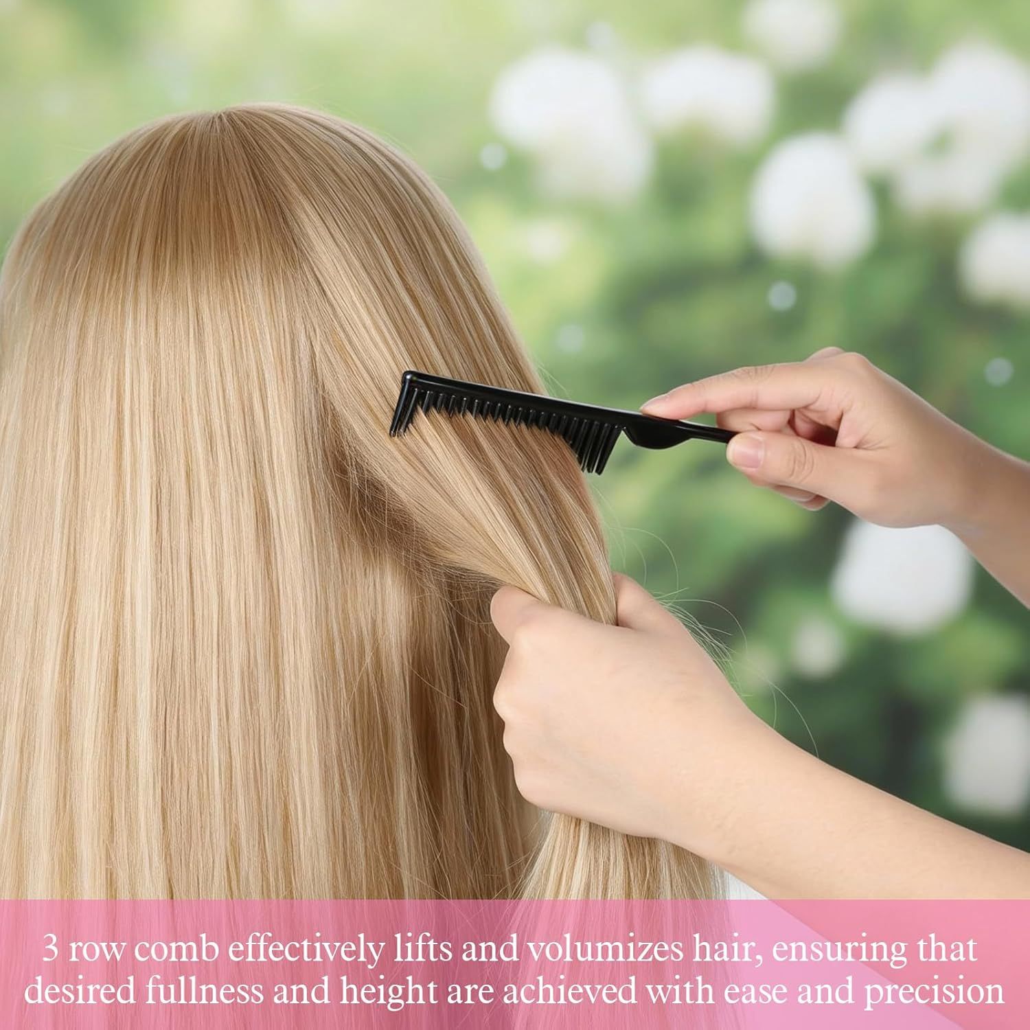 4 PCS Black 3 Row Comb for Natural Hair, The Unbraider Combs Tool for Braids, Three Row Comb for Women Men Detangling and Sectioning