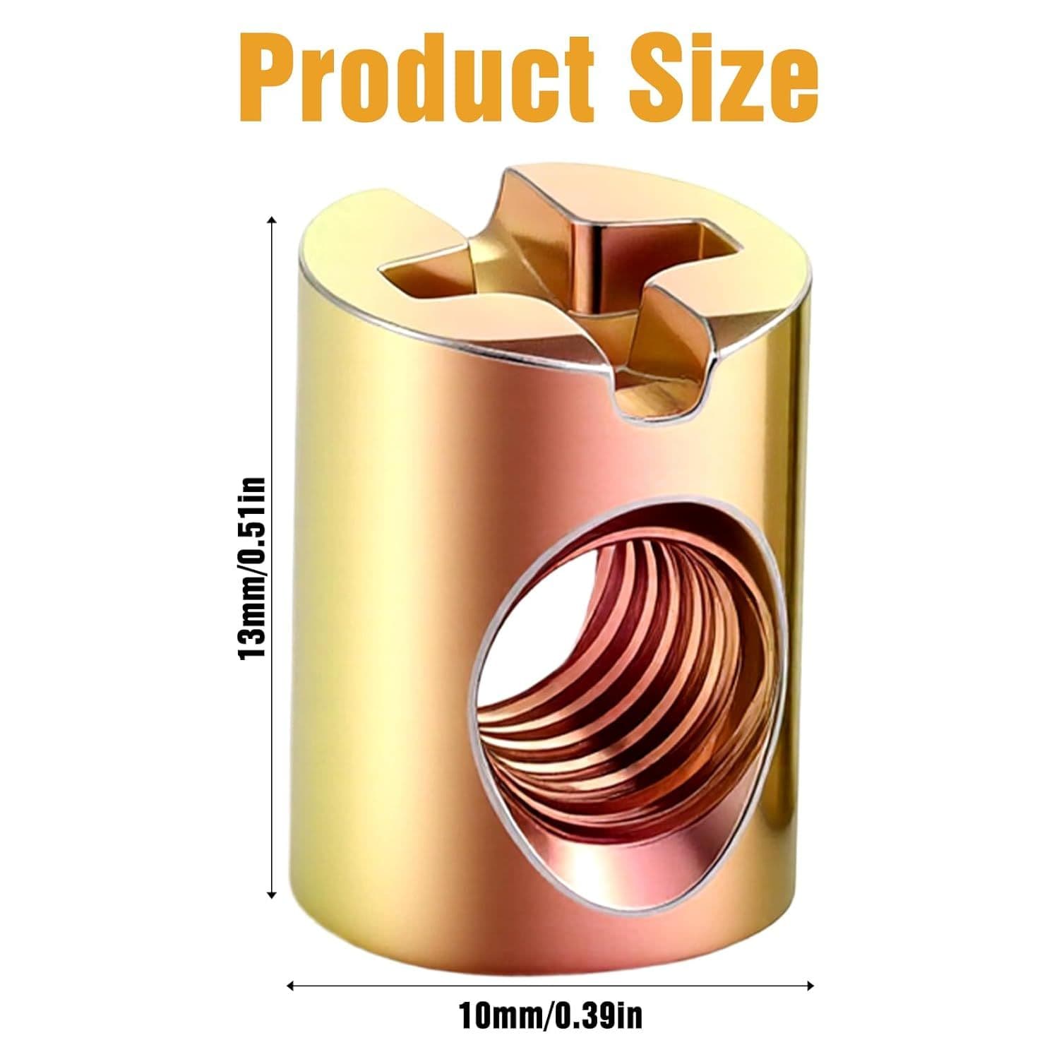 M6 Barrel Nut Slotted Cross Dowel Nut 10 Piece Carbon Steel for Furniture Bed Crib and Chairs Hardware Replacement