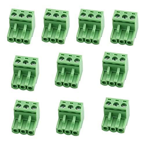 10 Pcs Green 5.08mm Pitch 3P Pluggable Teminal Blocks Connector Socket Adapters
