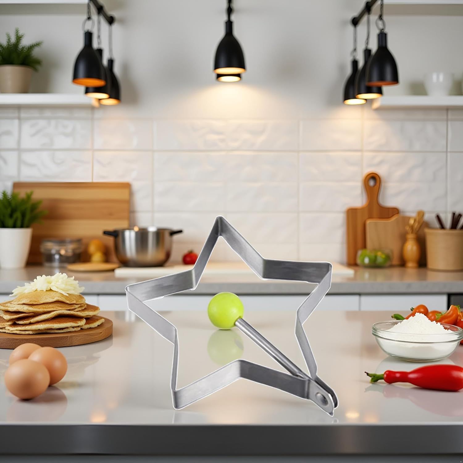 Star Egg Mold Shaper - Non Stick Pancake Deep Egg, Stainless Steel Frying Egg Rings, Mould Cookies Maker Baking Shaper Kitchen Gadget, Egg Patty Maker Rings For Sandwich Fritters Crumpets