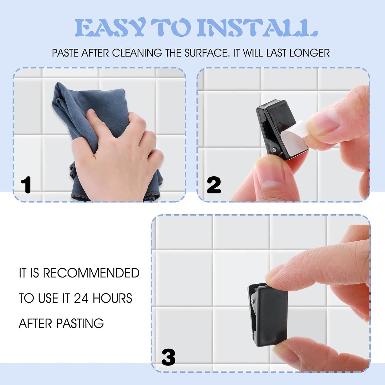 15 Pcs Self Adhesive Tapestry Clips - Double-Sided Adhesive Spring Clips for Blanket, Poster, Clothing, Wall Flag (Black)