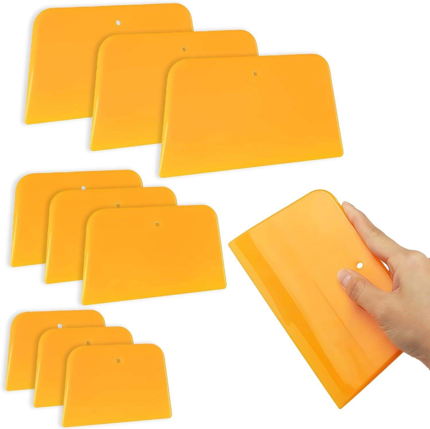 Body Filler Spreader, 9-Pack Reusable Plastic Auto Body Spreader Tools for Car Applying Fillers, Putties, Glazes, Caulks, and Paints (Includes 4", 5", and 6" Sizes)
